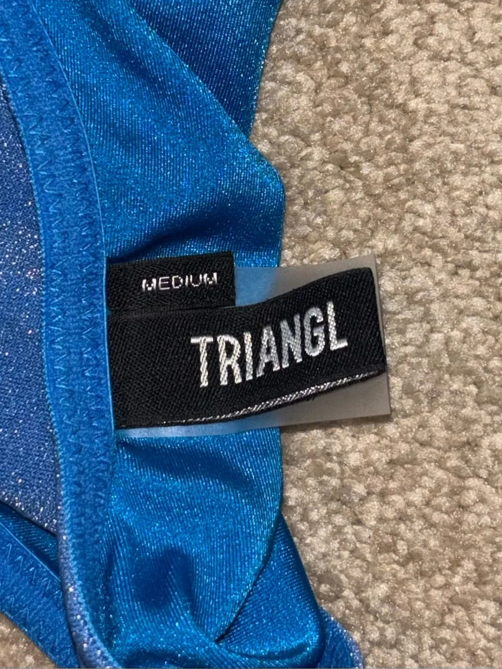 Triangle Blue Shimmer Bikini Set with Matching Pouch Size M